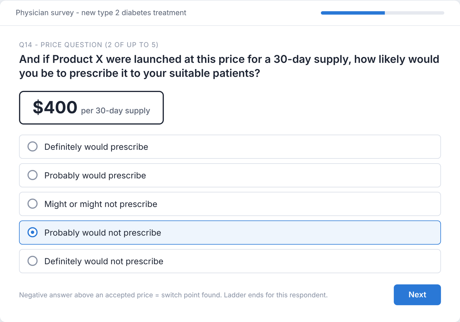 Next price question